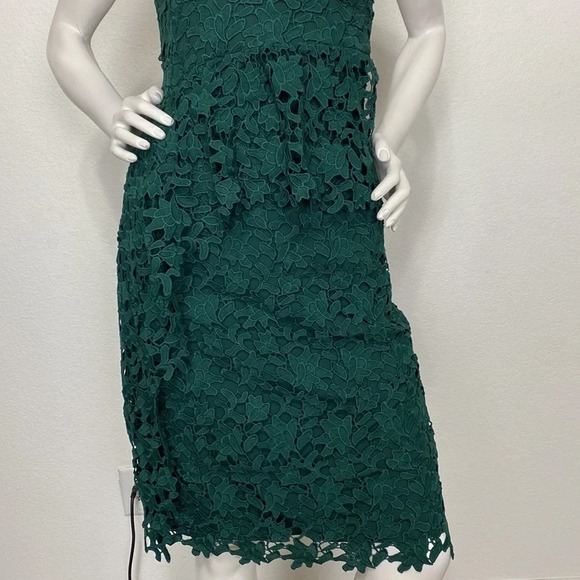 Club Monaco Eucalyptus Green Bliannah Lace V-Neck Peplum Knee Length Dress Sz. 2 - Picture 5 of 11